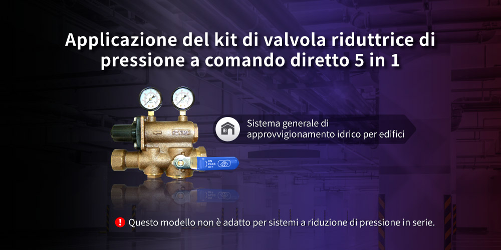 Applicazione del set di valvola riduttrice di pressione ad azione diretta 5 in 1 Applicazione del set di valvola riduttrice di pressione ad azione diretta Z-Tide 5 in 1