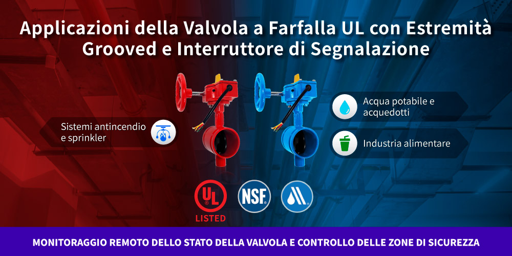 Applicazione della valvola a farfalla scanalata con interruttore di segnalazione Application of Hants Grooved Butterfly Valve with Signal Switch for fire protection and drinking water systems