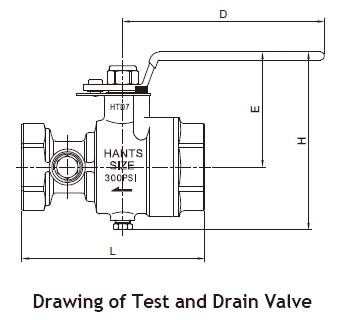 Disegno della valvola di prova e drenaggio UL Disegno della valvola di prova e drenaggio Hants