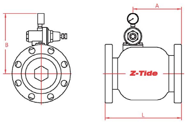 Schizzo della valvola riduttrice di pressione certificata UL Z-Tide